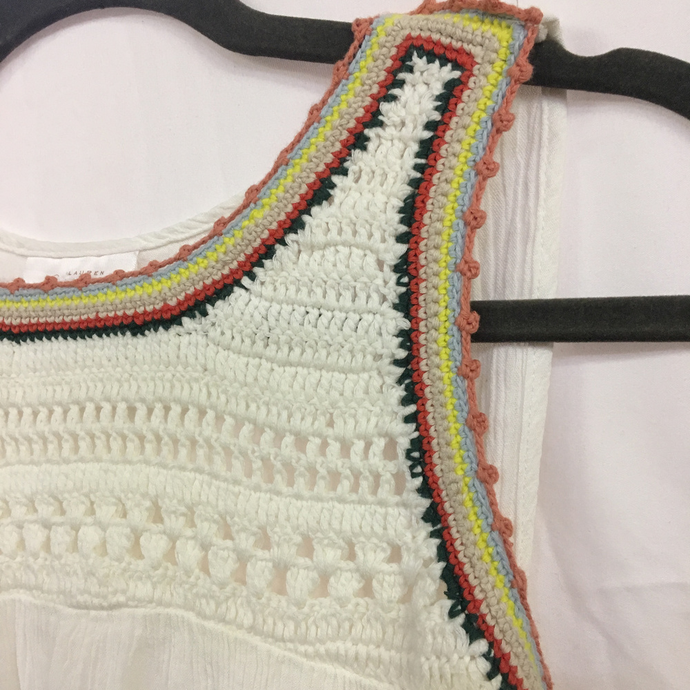 LC Lauren Conrad Sleeveless Crochet Cream Blouse - Picture 3 of 6